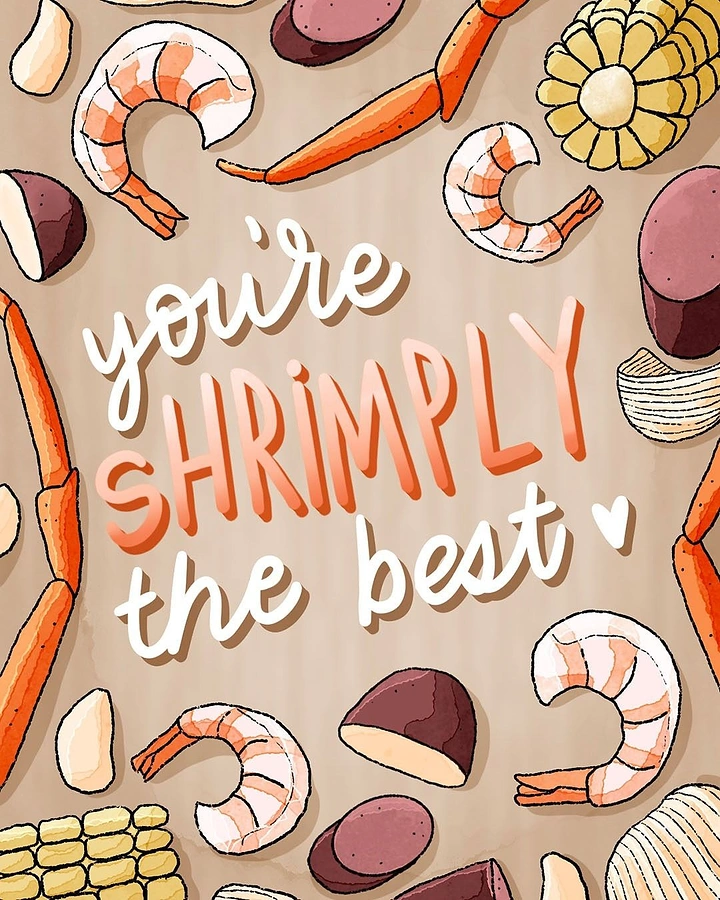 Seafood Restaurants creative ad: Strong shrimp pun with illustrated border