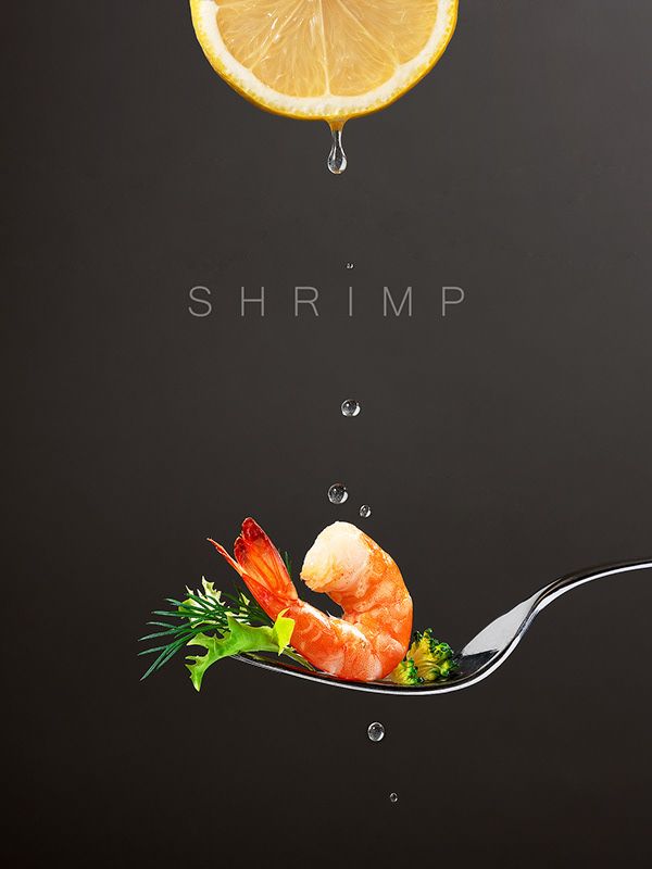 Instagram post: Unexpected suspended lemon and shrimp composition
