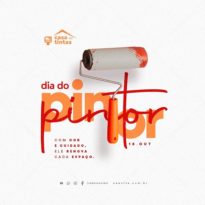 House Painters creative ad: Paint roller forms the 't' in pintor