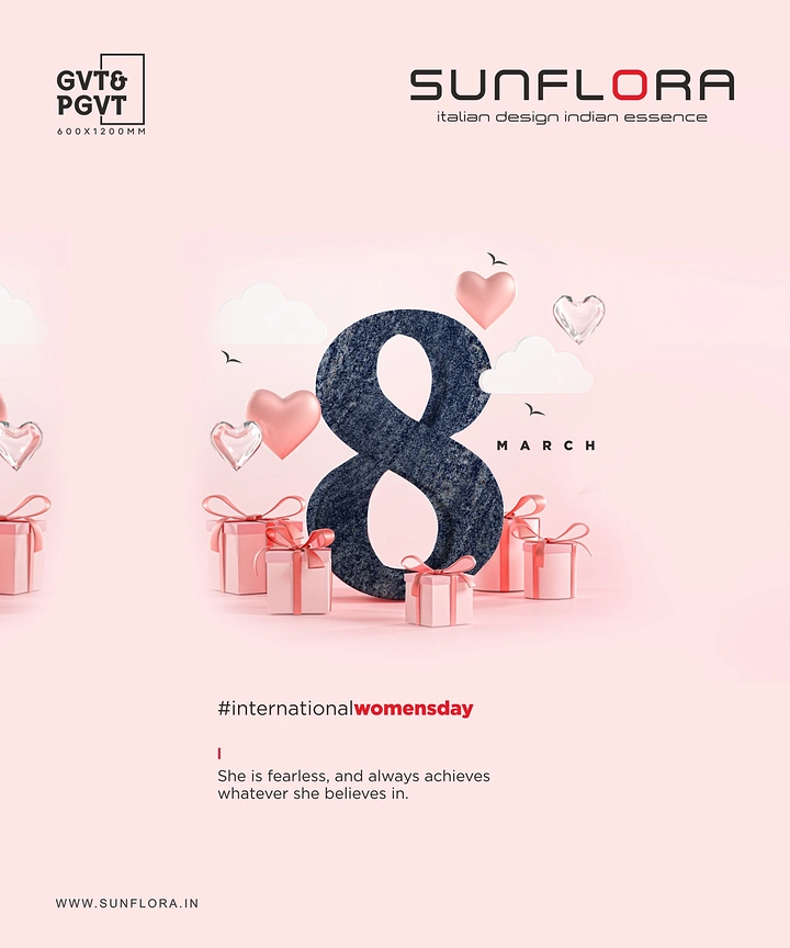 Women's Day creative ad: The 8 made from the brand's tile surface