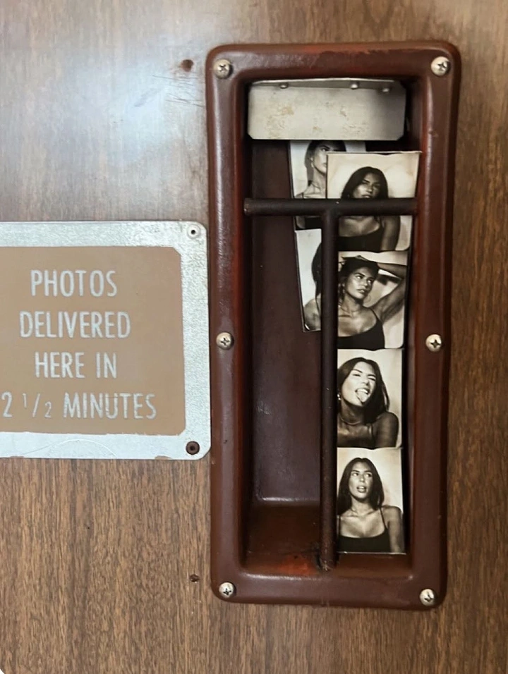 Photo Booth Rentals creative ad: Photos dispensed through vintage mechanism