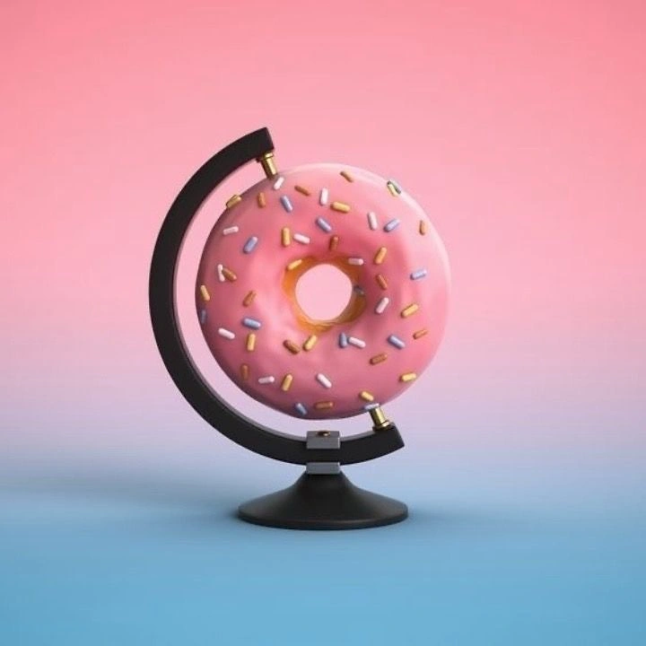 Donut Shops creative ad: Donut orbiting globe creates clear metaphor