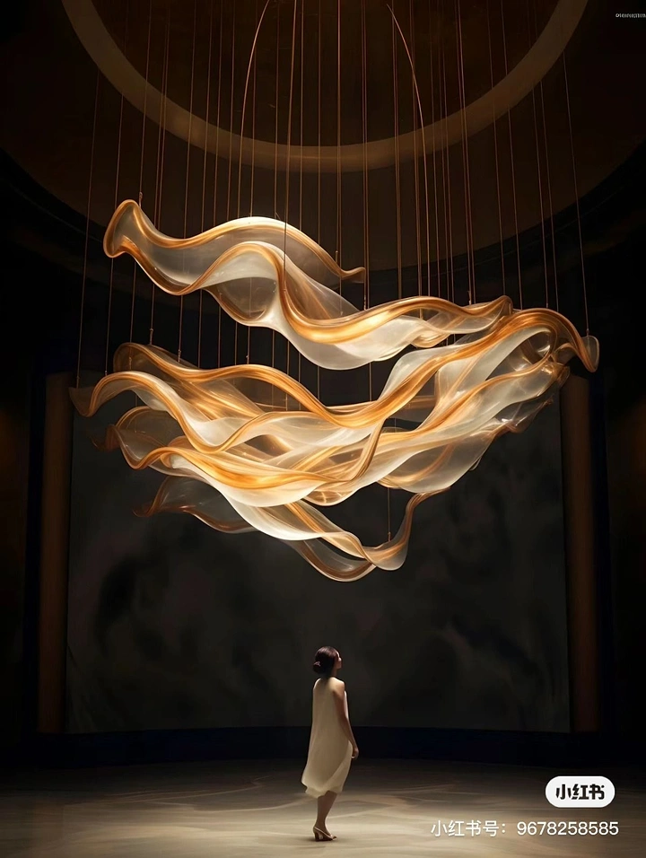 Lighting Stores & Lamps creative ad: Sculptural chandelier becomes flowing wave