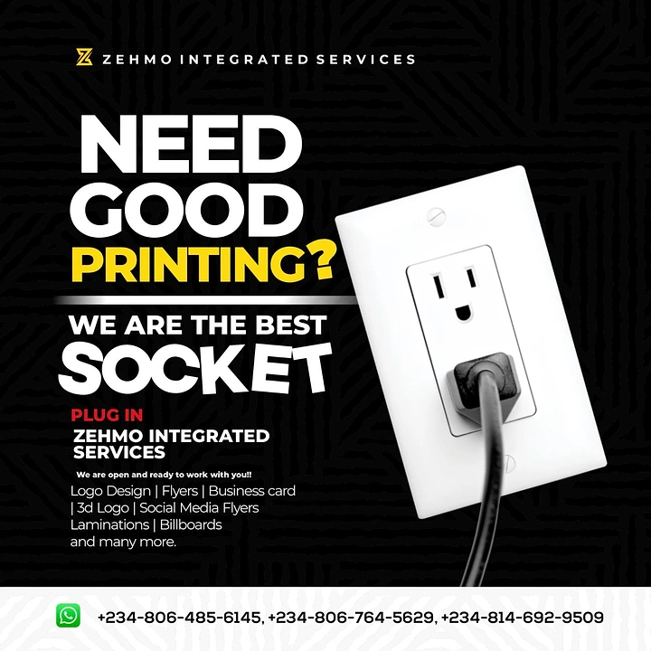 Printing Shops creative ad: Plug-socket pun: 'best socket, plug in'