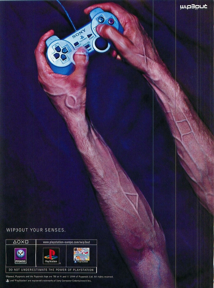 Gaming & Esports creative ad: Veiny arms show PlayStation intensity