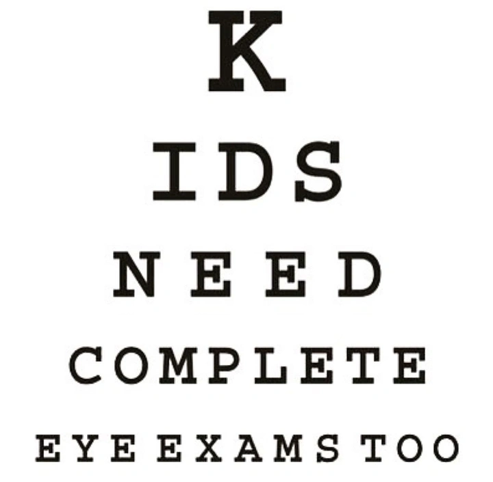 Opticians & Eye Care creative ad: Kids exam message typeset as eye chart