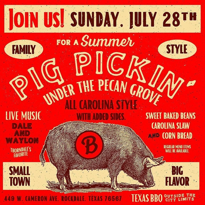 BBQ & Grill Restaurants creative ad: Pig picnic event concept poster