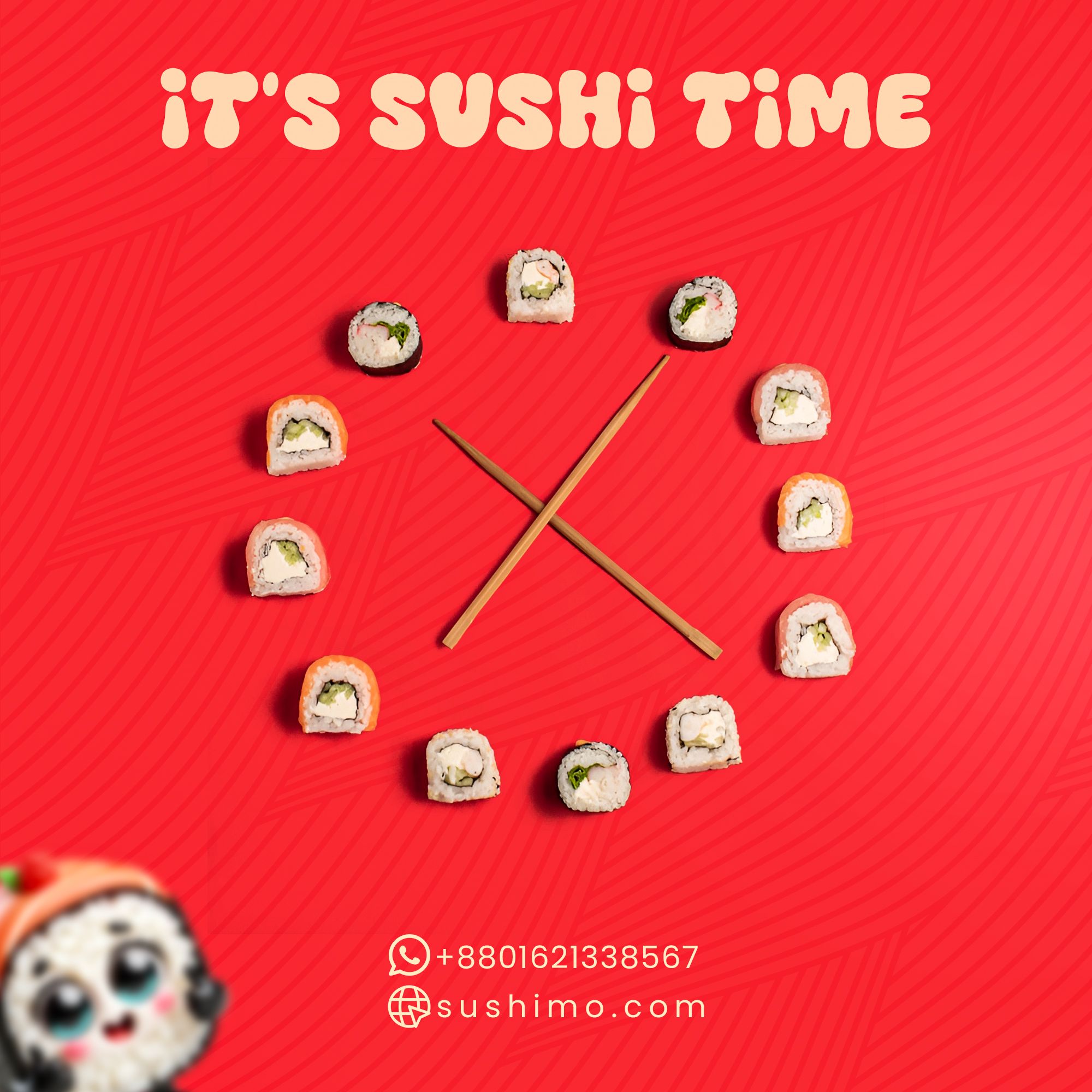 Instagram post: Sushi transforms into a clock