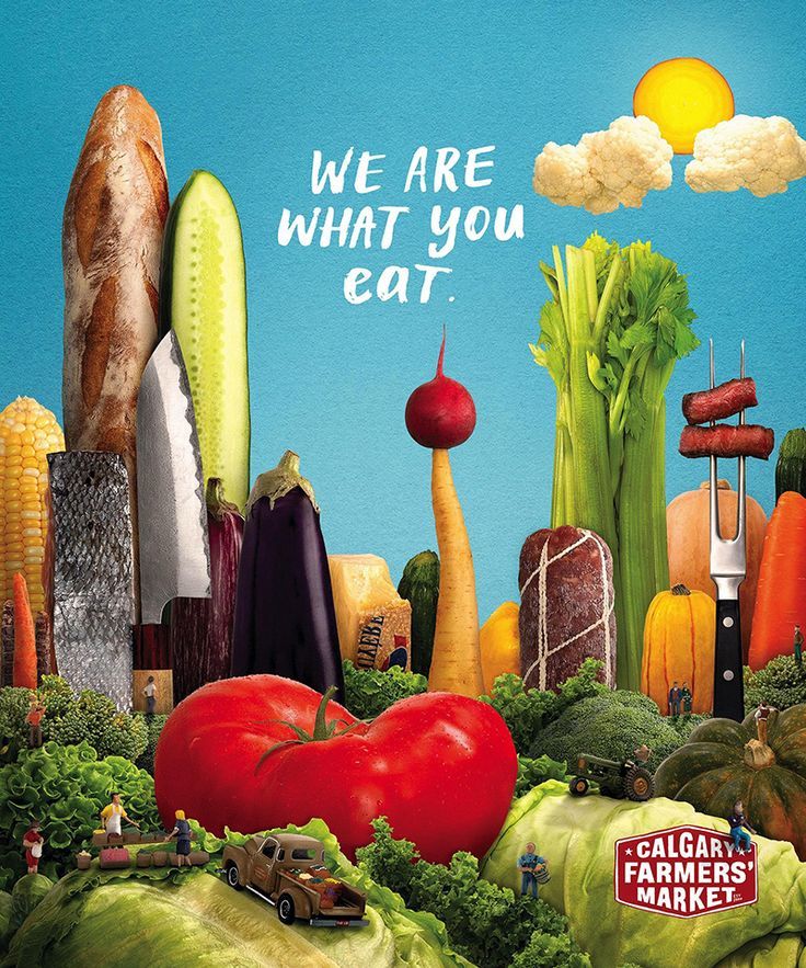 Instagram post: Miniature city skyline built from vegetables, bread, meat and kitchen tools