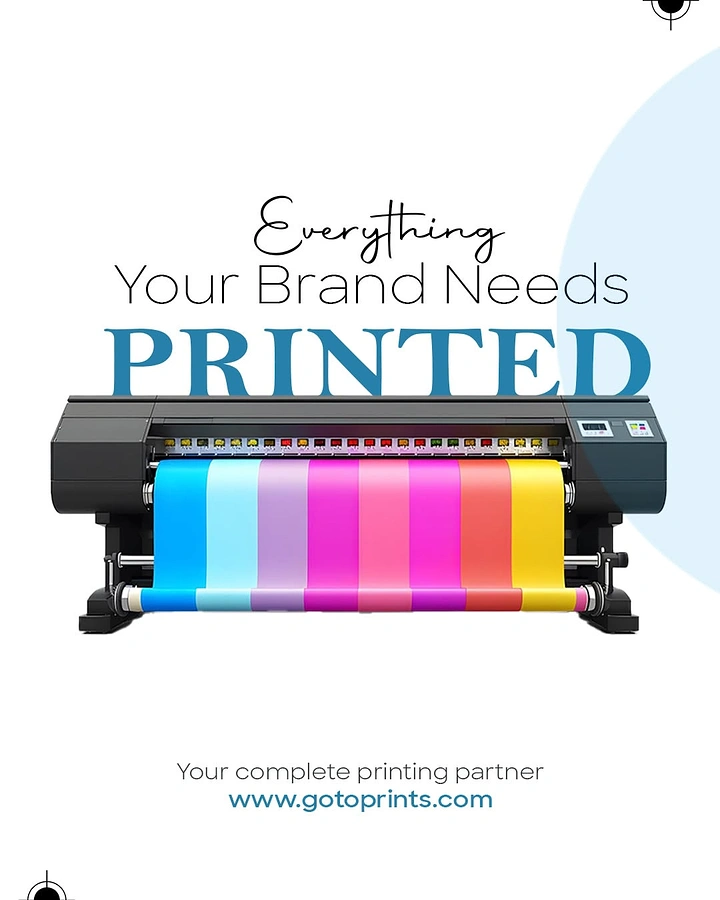 Printing Shops creative ad: Clean layout, color bars flowing from printer
