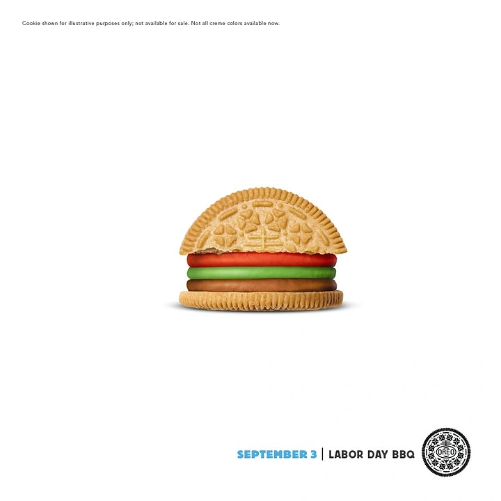 BBQ & Grill Restaurants creative ad: Playful cookie-bun Labor Day burger
