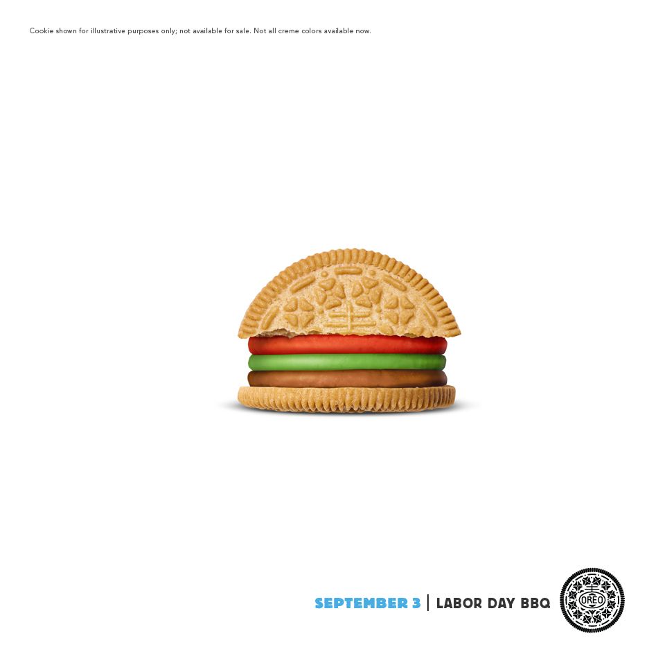 Instagram post: Playful cookie-bun Labor Day burger