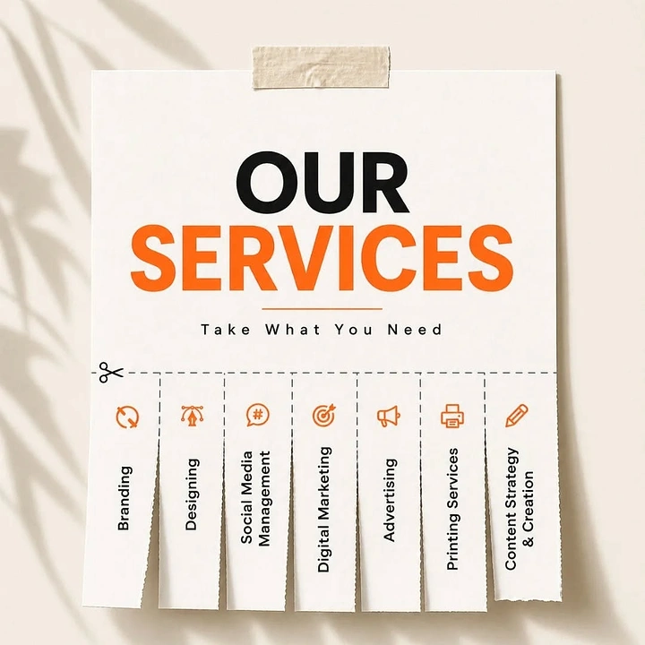 Agency creative ad: Tear-off flyer tabs listing services