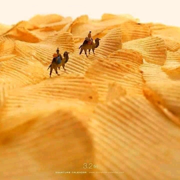 Snacks & Namkeen Brands creative ad: Chips as desert dunes with camels