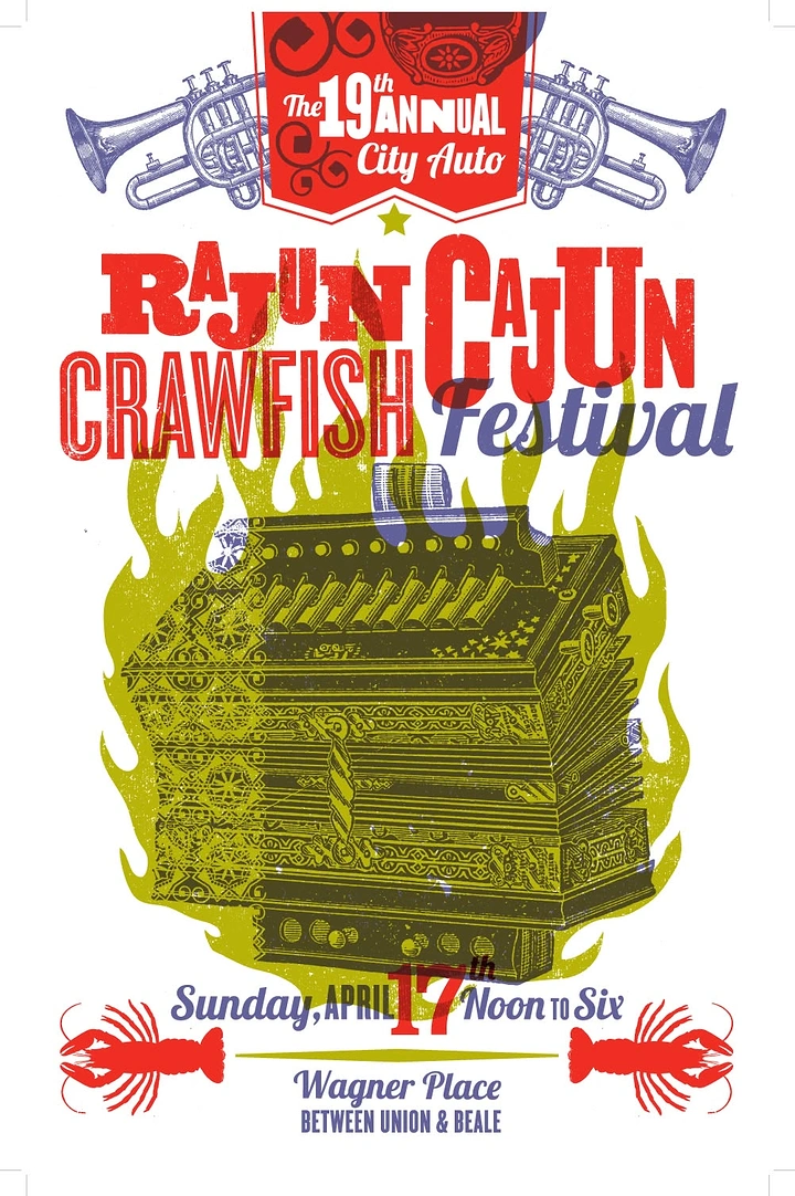 Seafood Restaurants creative ad: Crawfish transformed into automotive festival symbol