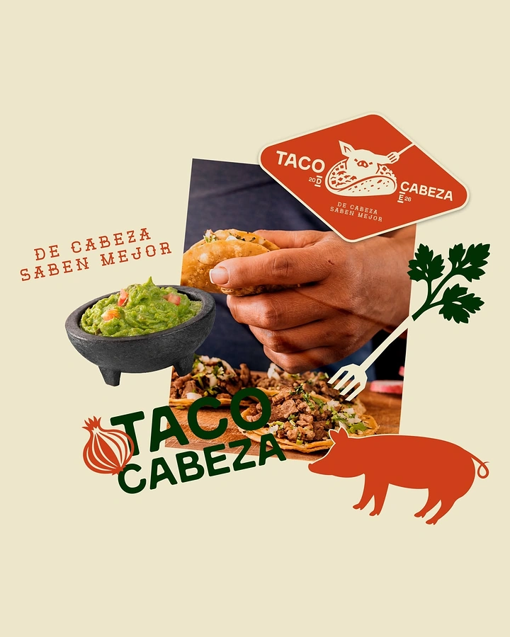 Mexican Restaurants creative ad: Cabeza wordplay with taco imagery