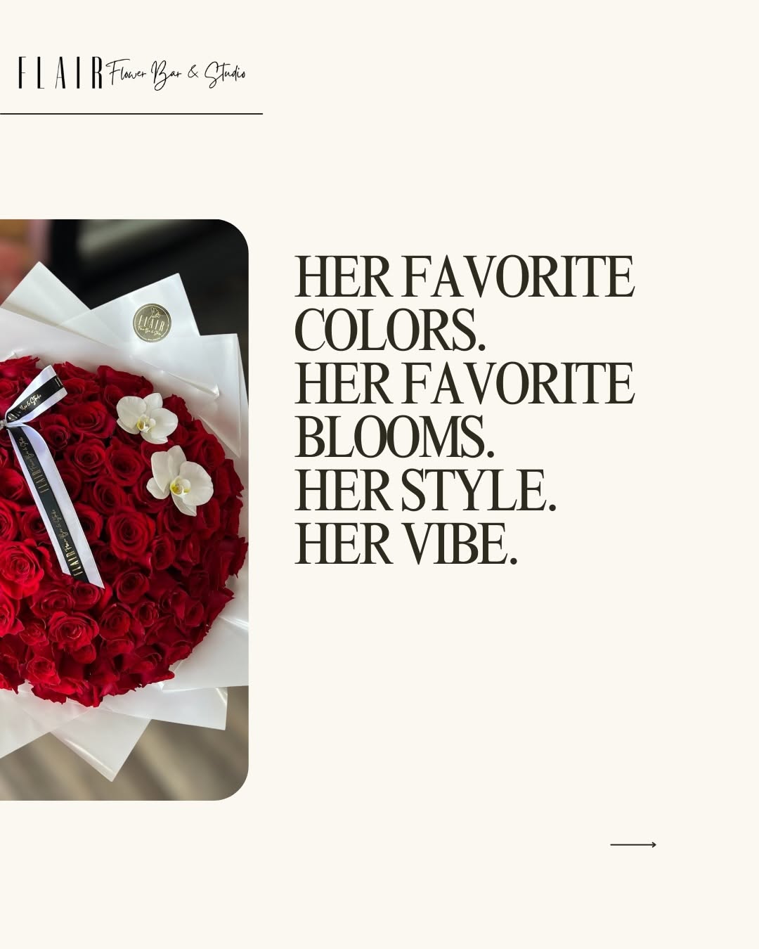 Teaser hook copy, petals peek into next slide