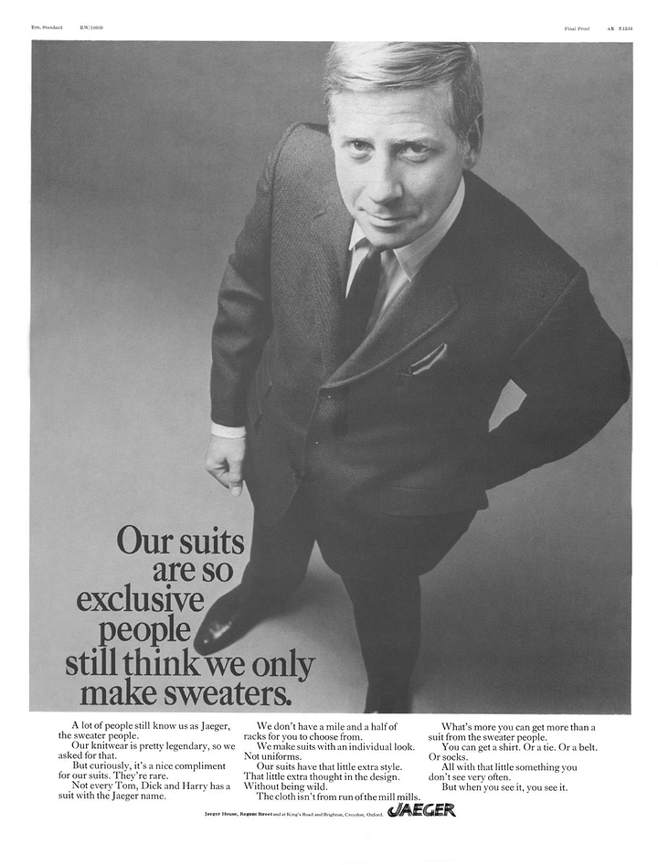 Men's Suits & Formal Wear creative ad: Witty exclusive-suits copy concept