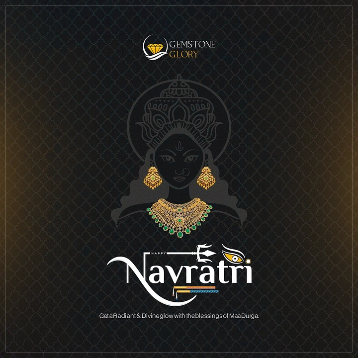 Navratri creative ad: Durga silhouette wearing real gold-emerald jewellery