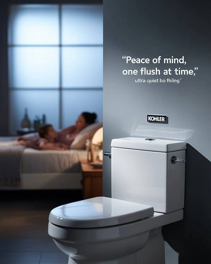 Home Renovation & Remodeling creative ad: Toilet ad links flushing with peaceful sleep