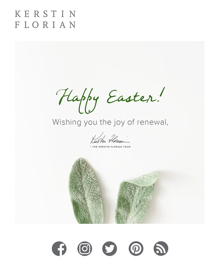 Easter creative ad: Two fuzzy sage leaves forming bunny ears
