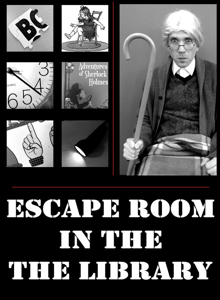 Escape Rooms creative ad: Library mystery theme drives poster