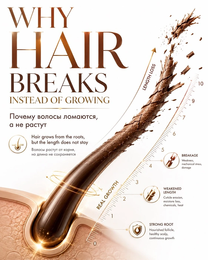 Hair Transplant & Hair Clinics creative ad: Hair strand as growth ruler infographic