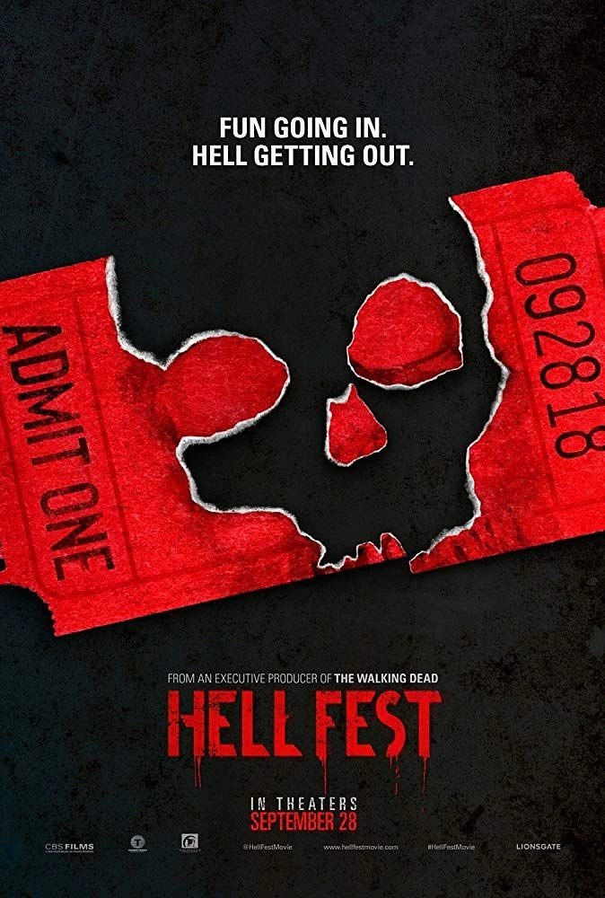 Halloween creative ad: Red admission ticket torn into a skull shape