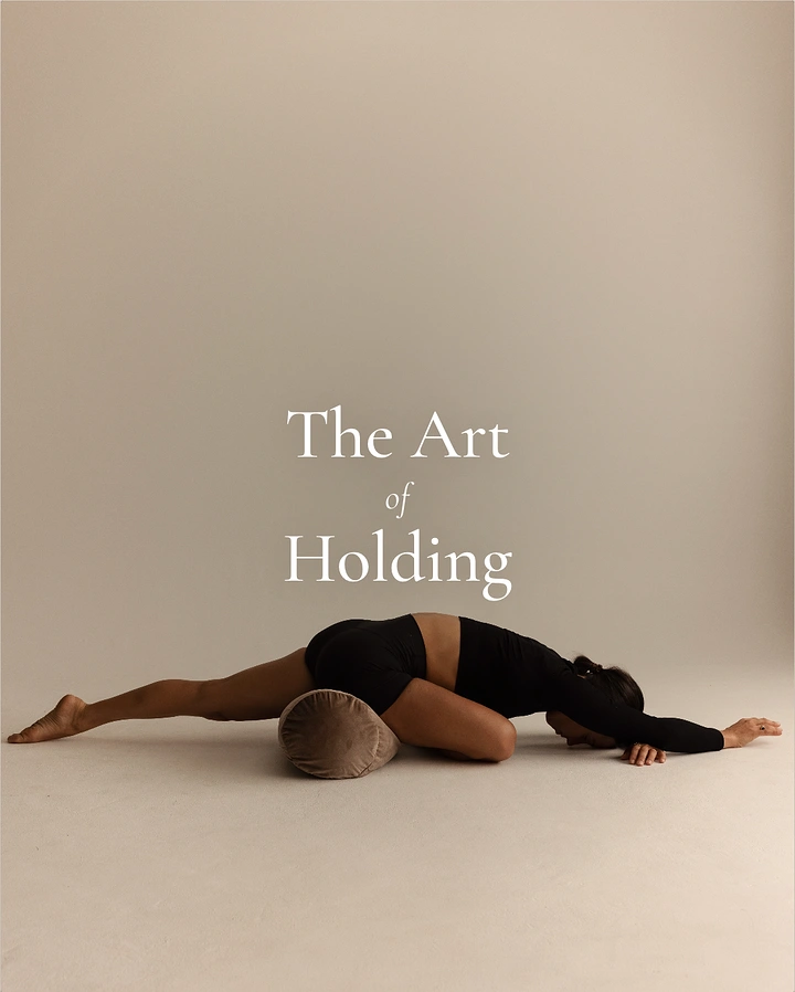 Yoga Studios creative ad: Editorial yin pose, 'Art of Holding' double meaning