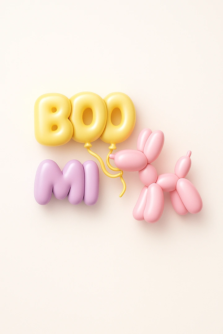 Balloon & Party Decorators creative ad: Balloon dog turns BOO into Halloween product art
