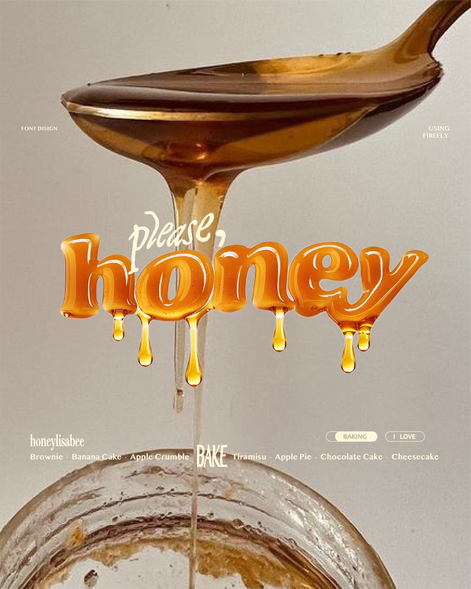 Instagram post: Playful dimensional honey wordmark
