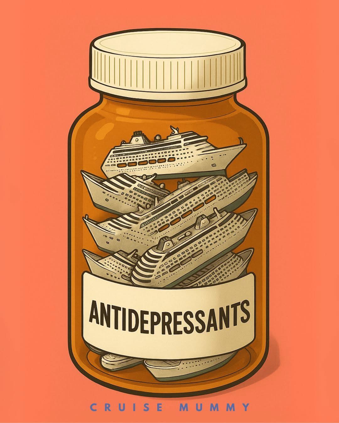 Instagram post: Excellent antidepressant cruise pun packaging
