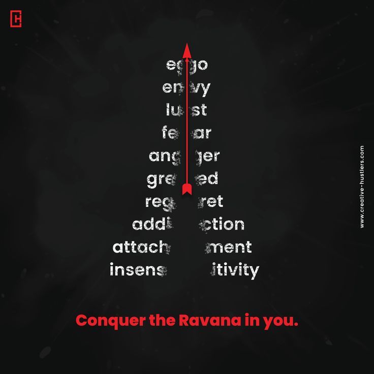 Red arrow splitting a stacked pyramid of vice words
