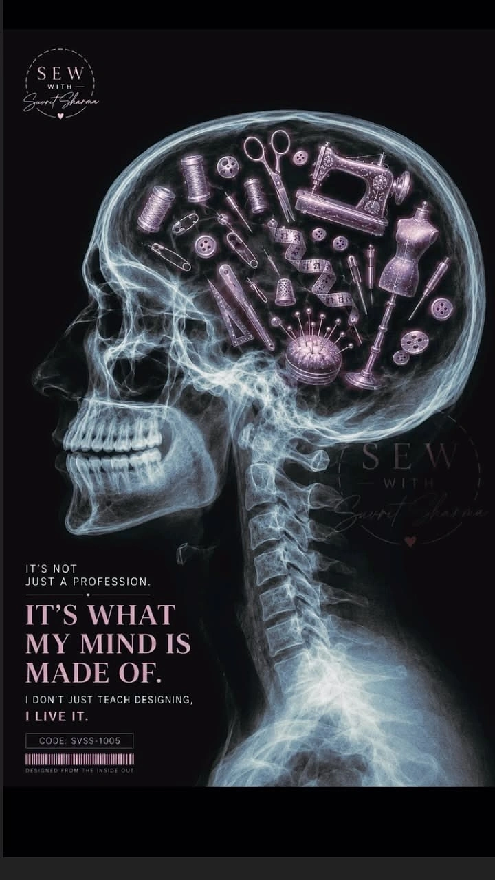 Tailors & Alterations creative ad: X-ray brain filled with sewing tools