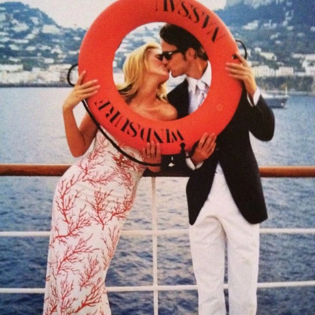 Cruises & Cruise Lines creative ad: Life ring frames romantic cruise moment