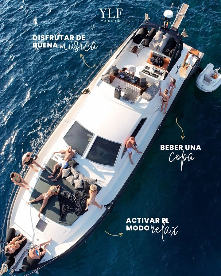 Cruises & Cruise Lines creative ad: Aerial yacht composition sells relaxation