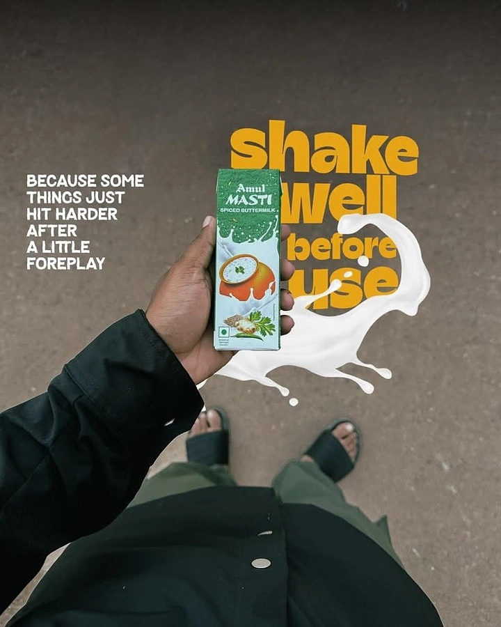 Dairy Brands creative ad: Cheeky 'shake well' foreplay pun, Amul Masti