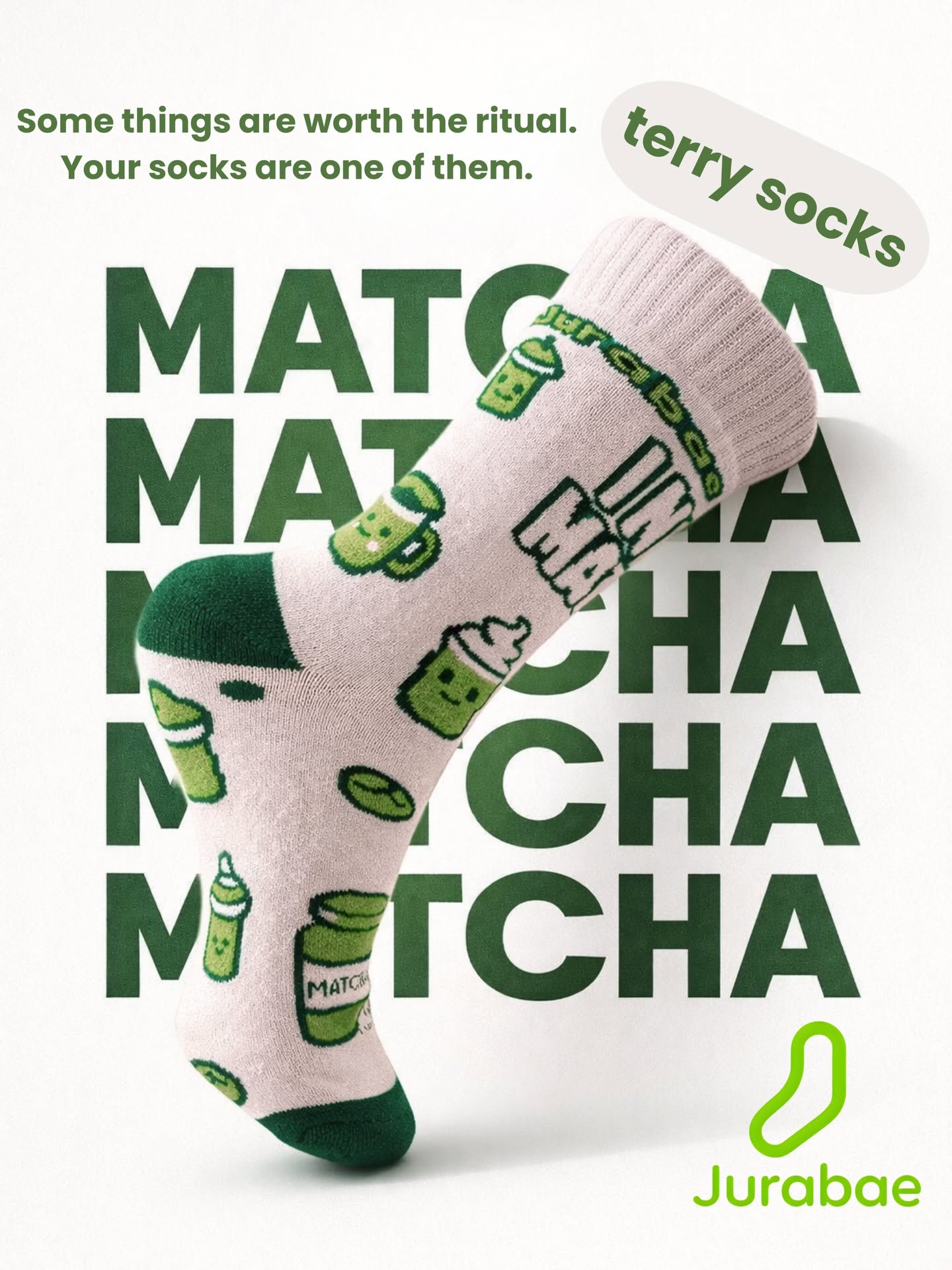Instagram post: Matcha socks become bold typographic campaign
