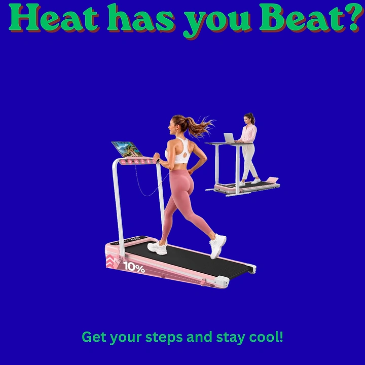 Fitness Equipment Stores creative ad: Heat-beat pun with vivid treadmill illustration