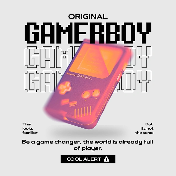 Gaming & Esports creative ad: Blurred Gameboy, 'looks familiar but not same'