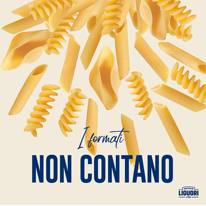Instant Noodles & Pasta Brands creative ad: Pasta shapes frame bold product message