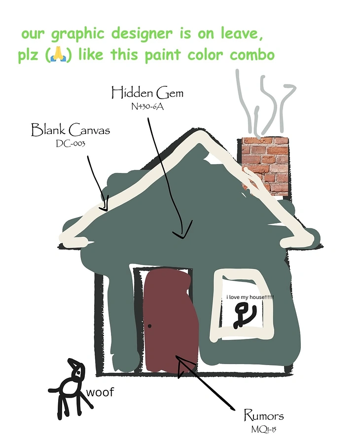 House Painters creative ad: Designer-on-leave doodle labelling paint colors