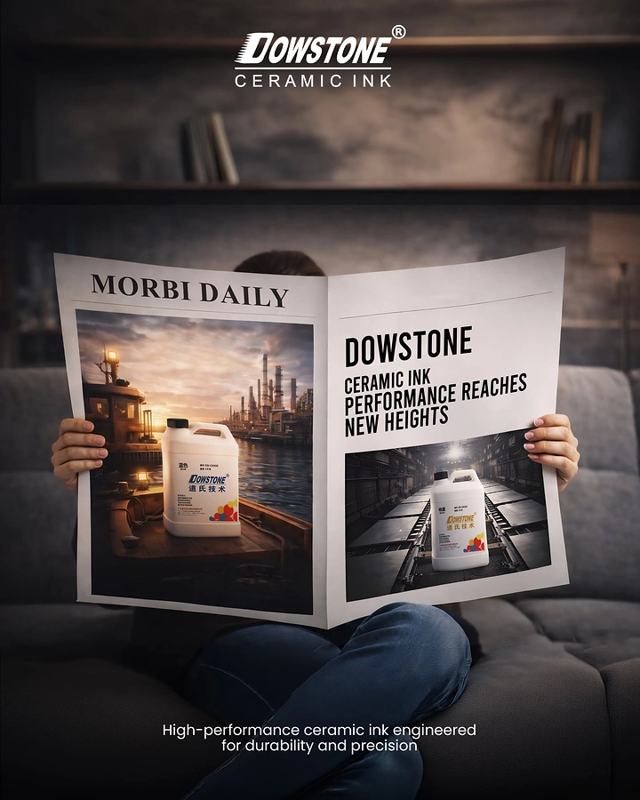Tiles & Sanitaryware creative ad: Person on sofa reading a newspaper featuring the ink product