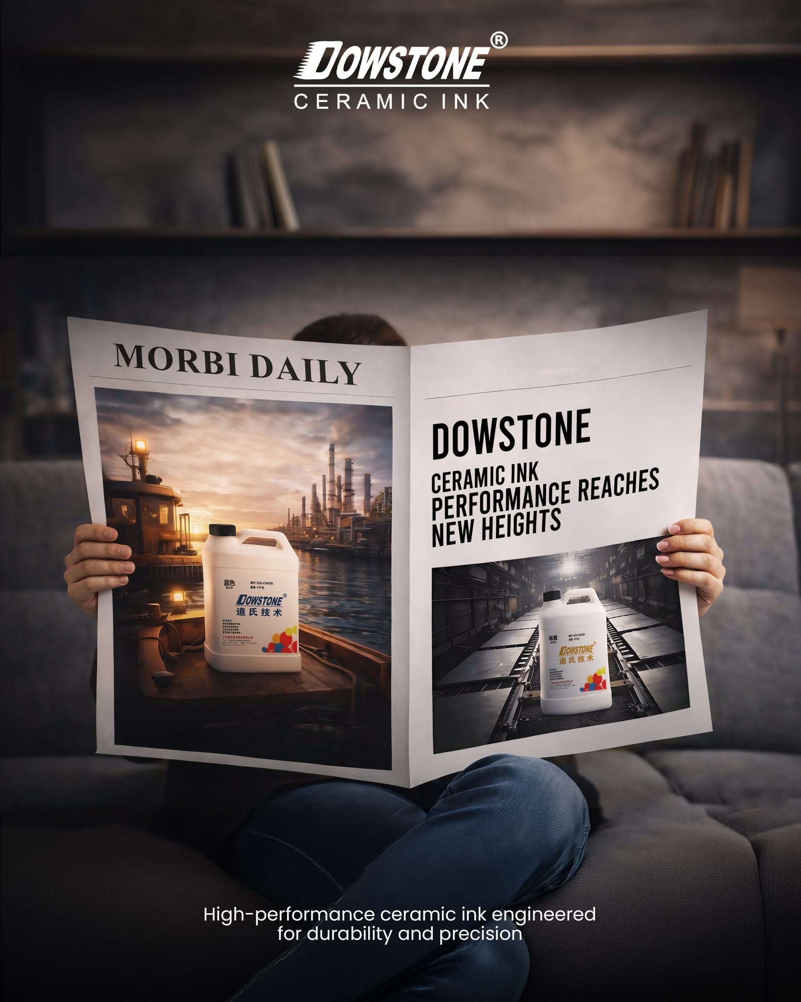Instagram post: Person on sofa reading a newspaper featuring the ink product