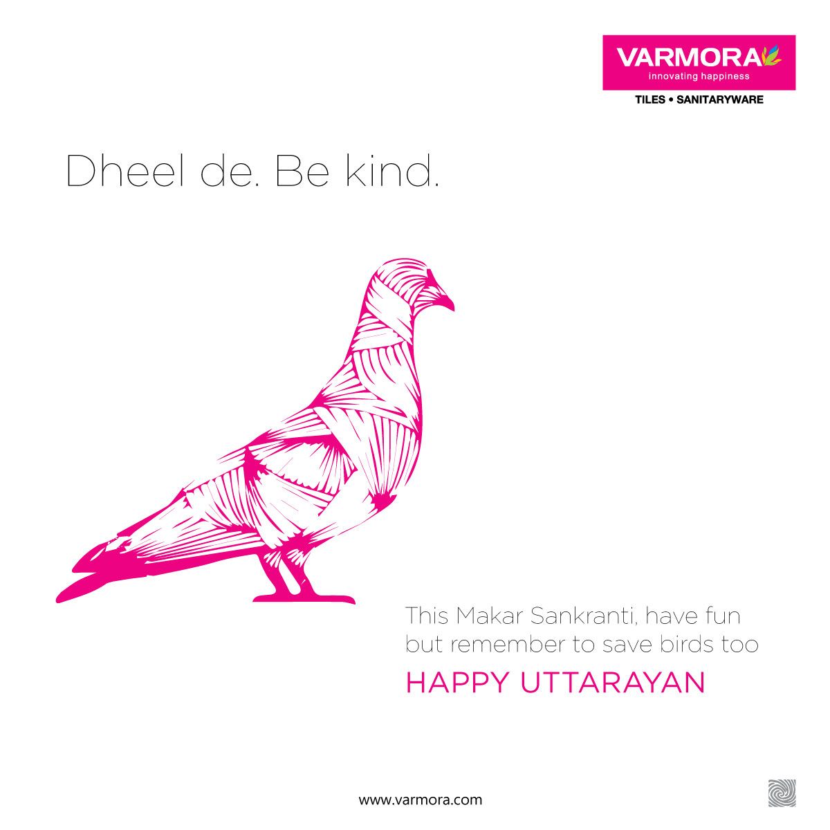 Magenta line-illustrated pigeon wrapped in bandages