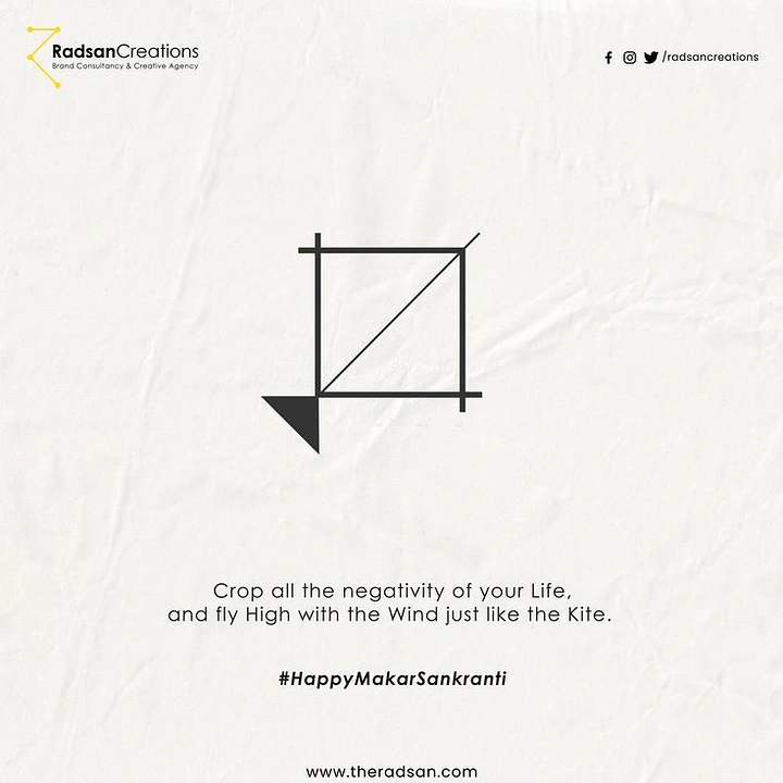 Makar Sankranti creative ad: Crop-tool icon reshaped into a kite