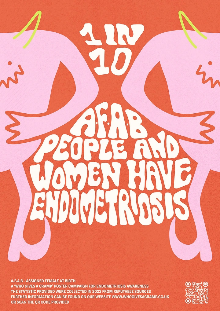 Period Care & Feminine Hygiene creative ad: Bold typographic endometriosis awareness poster