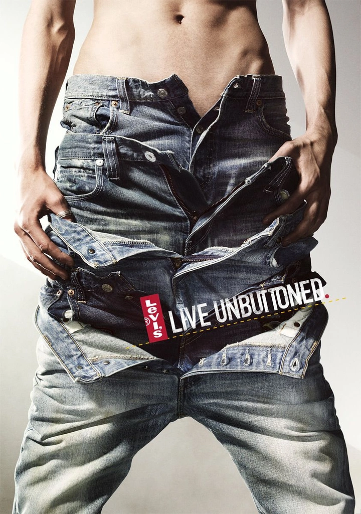 Denim & Jeans Brands creative ad: Unbuttoned visual metaphor with strong copy