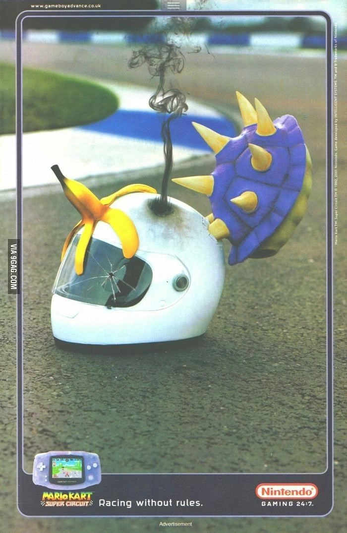 Gaming & Esports creative ad: Banana and shell hit real helmet