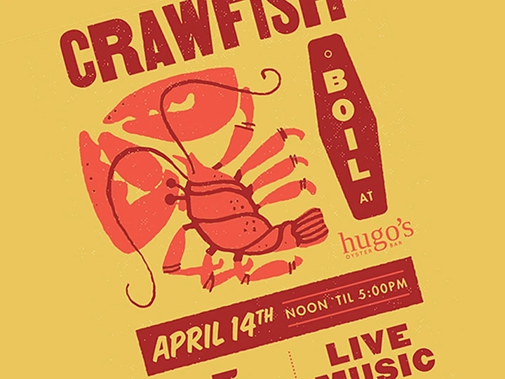 Seafood Restaurants creative ad: Retro crawfish ball event identity